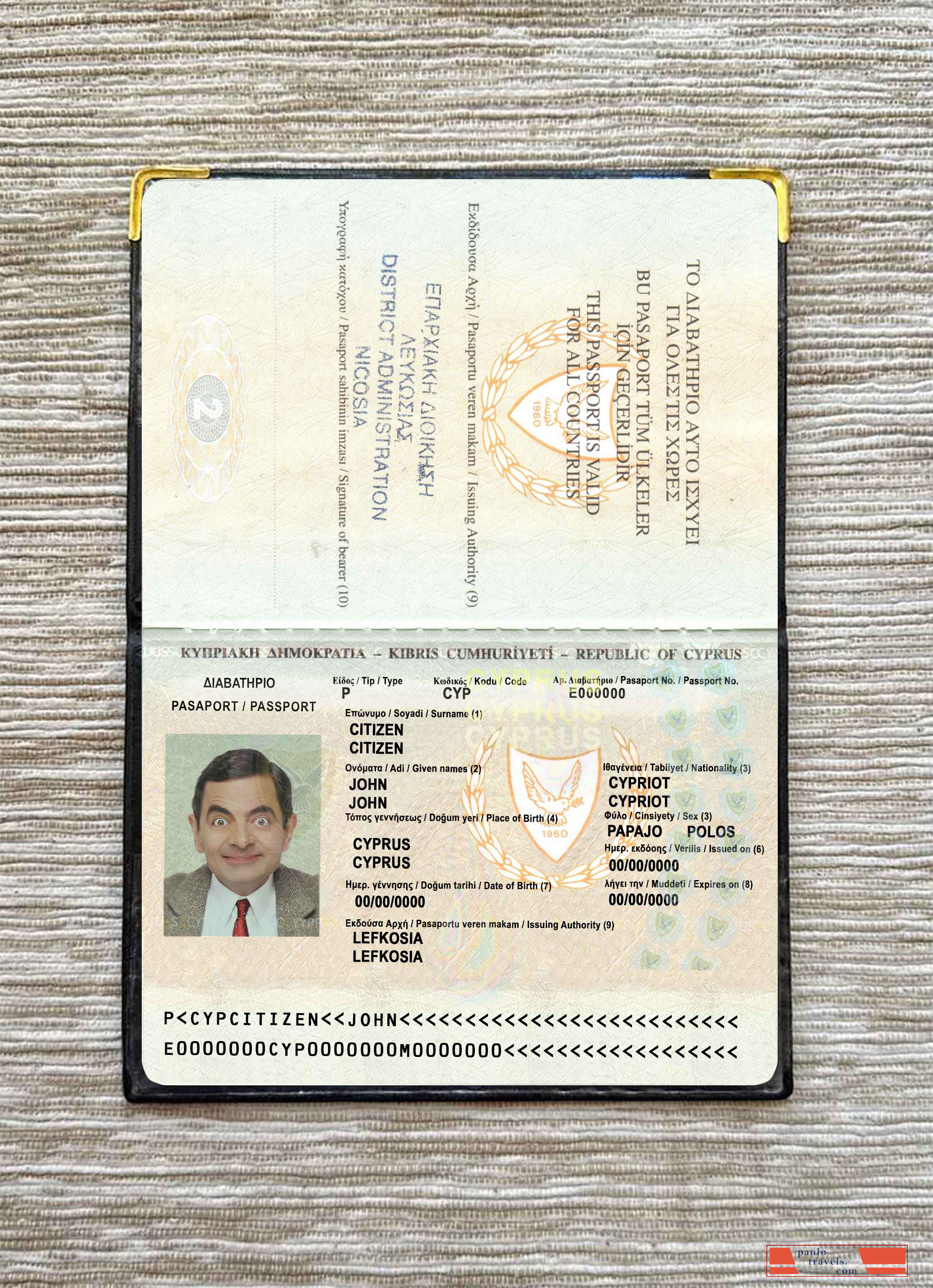 Cyprus passport version 2 photo look PSD template